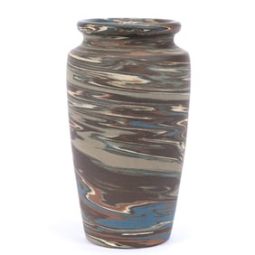 Vase, Niloak Pottery First Art Mark, Mission Swirl