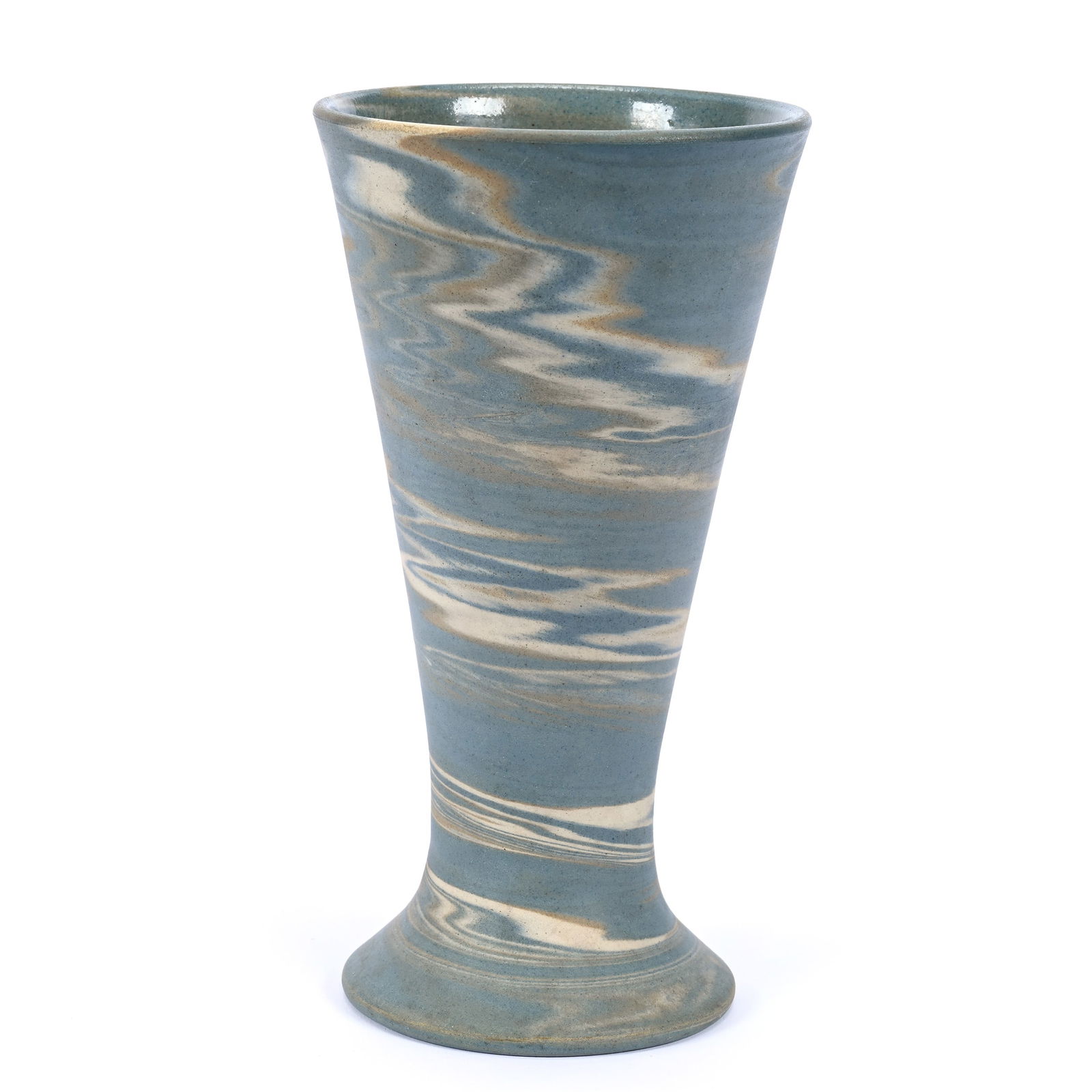 Trumpet Vase, Niloak Pottery With "Benton Ark" Mark (Early 1910 Mark), Mission Swirl (1 of 3)