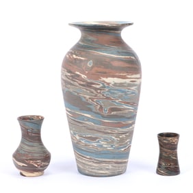 (3) Vases, Niloak Pottery, All Have Chips Or Repairs