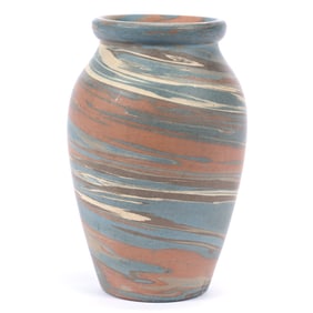 Vase, Niloak Pottery First Art Mark, Mission Swirl