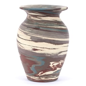 Vase, Niloak Pottery Second Art Mark, Mission Swirl