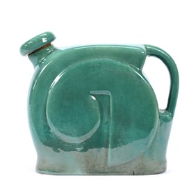 Water Bottle With Stopper, Niloak Pottery Castware, Green Glaze