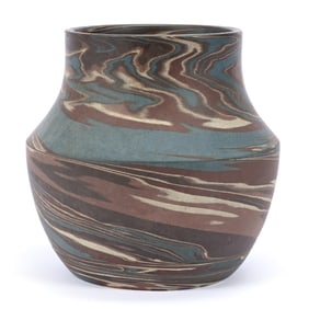 Vase, Niloak Pottery First Art Mark, Mission Swirl