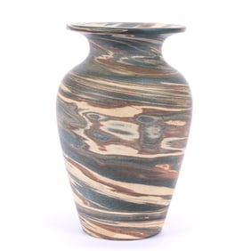 Vase, Niloak Pottery Second Art Mark, Mission Swirl