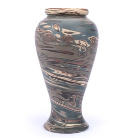 Vase, Niloak Pottery First Art Mark, Mission Swirl