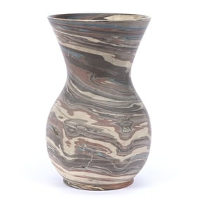 Vase, Niloak Pottery First Art Mark, Mission Swirl