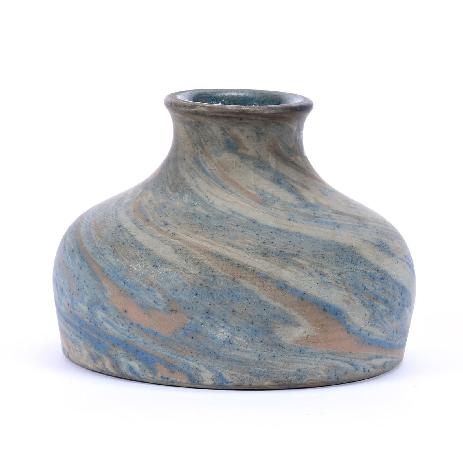 Inkwell Vase, Niloak Pottery Patent Pending Mark, Mission Swirl (1 of 3)