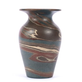 Vase, Niloak Pottery First Art Mark, Mission Swirl