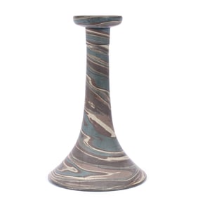 Candlestick, Niloak Pottery Second Art Mark, Mission Swirl