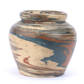 Vase, Niloak Pottery First Art Mark, Mission Swirl