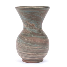 Vase, Niloak Pottery First Art Mark, Mission Swirl