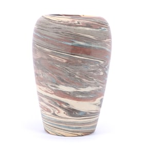Vase, Niloak Pottery First Art Mark, Mission Swirl