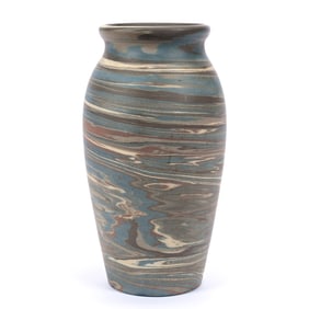Vase, Niloak Pottery First Art Mark, Mission Swirl