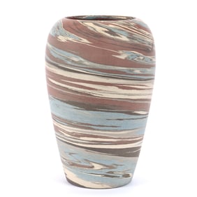 Vase, Niloak Pottery Second Art Mark, Mission Swirl