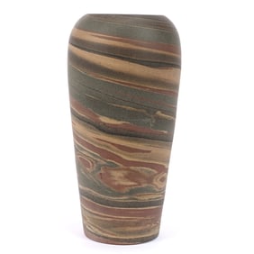 Vase, Niloak Pottery First Art Mark, Mission Swirl