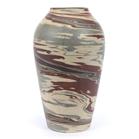Vase, Niloak Pottery First Art Mark, Mission Swirl