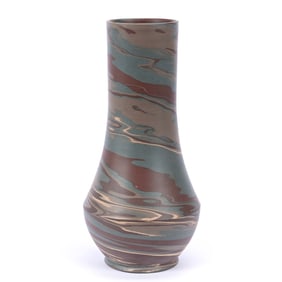 Vase, Niloak Pottery First Art Mark, Mission Swirl