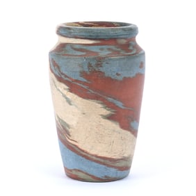 Miniature Vase, Niloak Pottery Second Art Mark, Mission Swirl