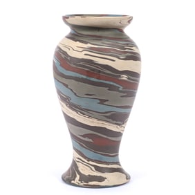 Vase, Niloak Pottery Second Art Mark, Mission Swirl