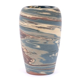 Vase, Niloak Pottery First Art Mark, Mission Swirl