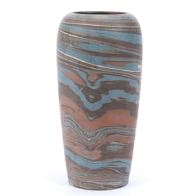 Vase, Niloak Pottery First Art Mark, Mission Swirl