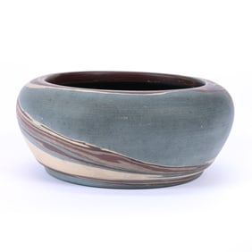 Bowl, Niloak Pottery Second Art Mark, Mission Swirl