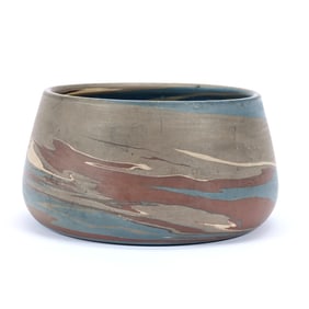 Bowl, Niloak Pottery First Art Mark, Mission Swirl