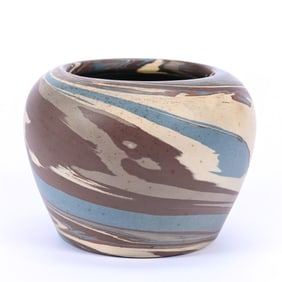 Bowl, Niloak Pottery Second Art Mark, Mission Swirl