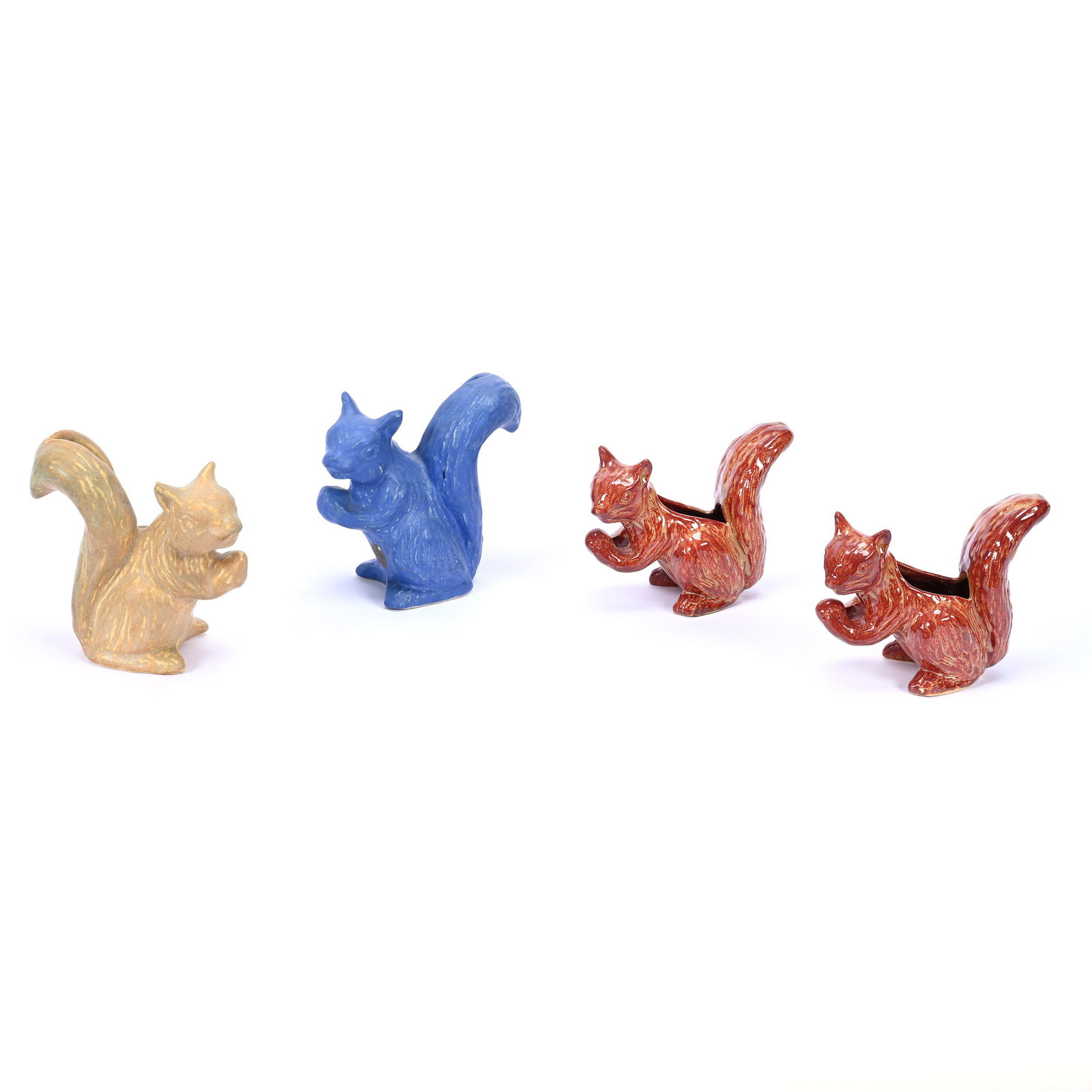 (4) Figural Squirrel Planters Marked Niloak Pottery (1 of 3)