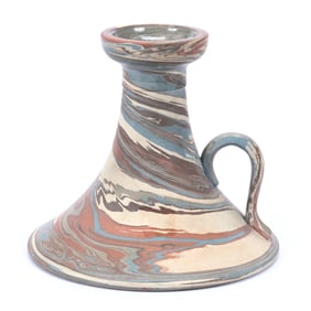 Chamberstick, Niloak Pottery, Unmarked, Mission Swirl