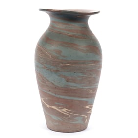 Vase, Niloak Pottery First Art Mark, Mission Swirl