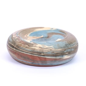 Paperweight, Niloak Pottery Second Art Mark, Mission Swirl