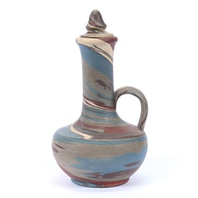 Ewer, Covered and Handled, Niloak Pottery Second Art Mark, Mission Swirl