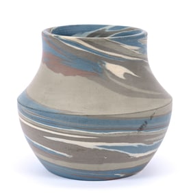 Vase, Niloak Pottery First Art Mark, Mission Swirl