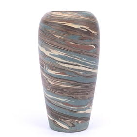 Vase, Niloak Pottery First Art Mark, Mission Swirl