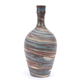 Bottle, Niloak Pottery Second Art Mark, Mission Swirl