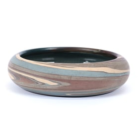 Bowl, Niloak Pottery Second Art Mark, Mission Swirl