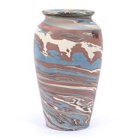 Vase, Niloak Pottery First Art Mark, Mission Swirl