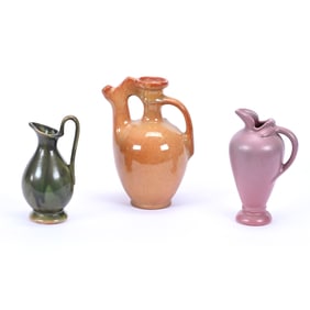 (3) Niloak Pottery Items, Handled Jugs/Ewers