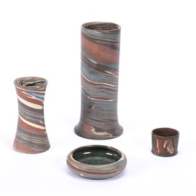 (4) Items, All Marked Niloak Pottery, Mission Swirl