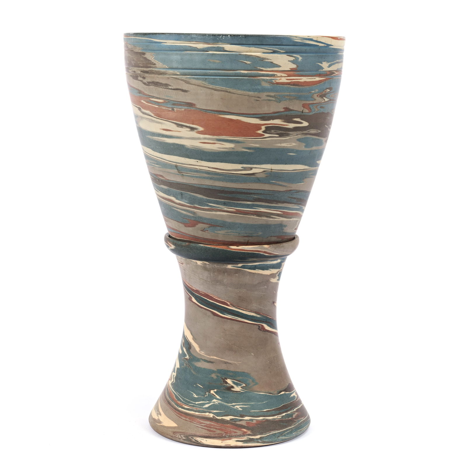 Jardiniere and Pedestal Set, Niloak Pottery First Art Mark, Mission Swirl (1 of 5)