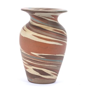 Vase, Niloak Pottery First Art Mark, Mission Swirl