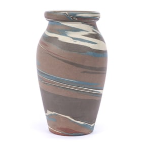 Vase, Niloak Pottery First Art Mark, Mission Swirl