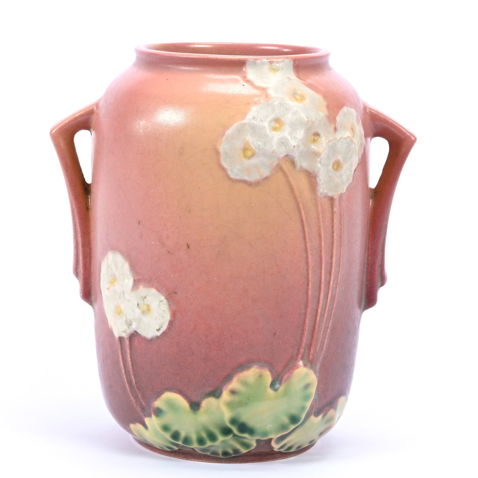 Vase, Two Handles, Marked Roseville Art Pottery #761-6", Primrose Pattern (1 of 4)