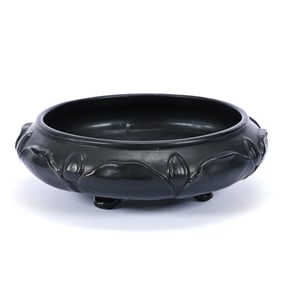 Bowl Marked Weller Art Pottery, Pumila Pattern, Black