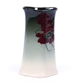 Vase Marked Weller Eocean Art Pottery, Green Shading To White Glaze, Re Poppy Decor