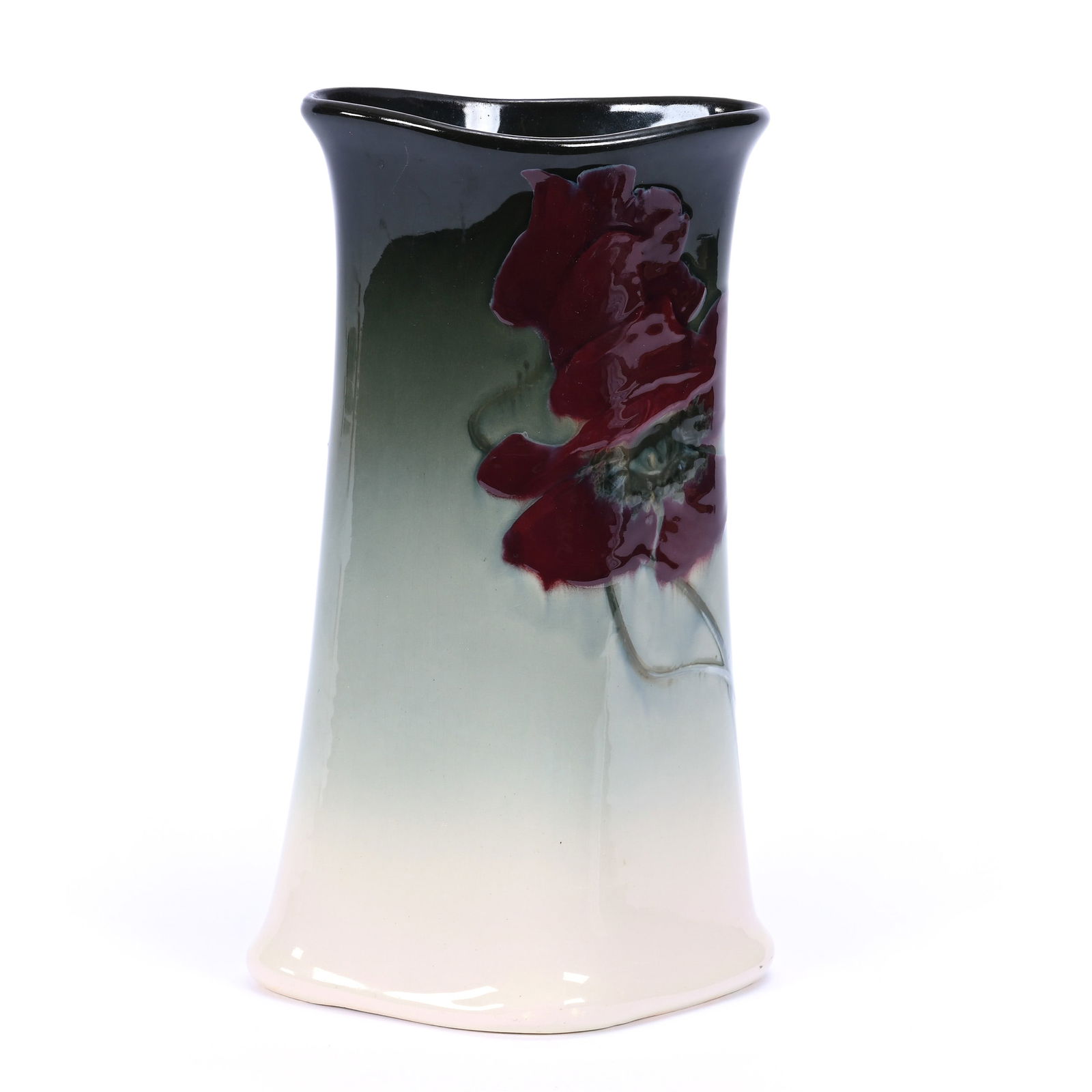 Vase Marked Weller Eocean Art Pottery, Green Shading To White Glaze, Re Poppy Decor (1 of 3)