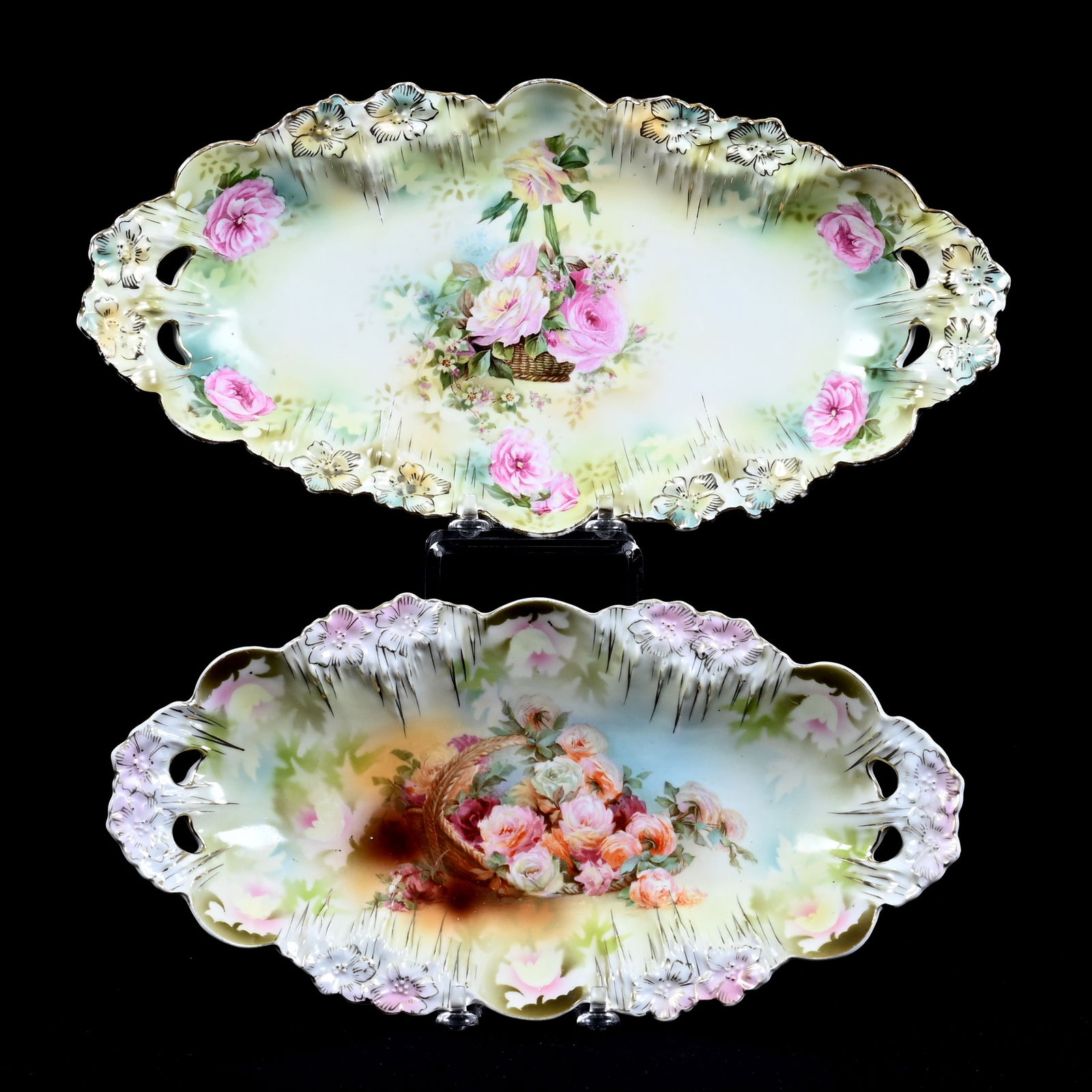 (2) Celery Trays Marked R.S. Prussia, Icicle Mold (1 of 2)