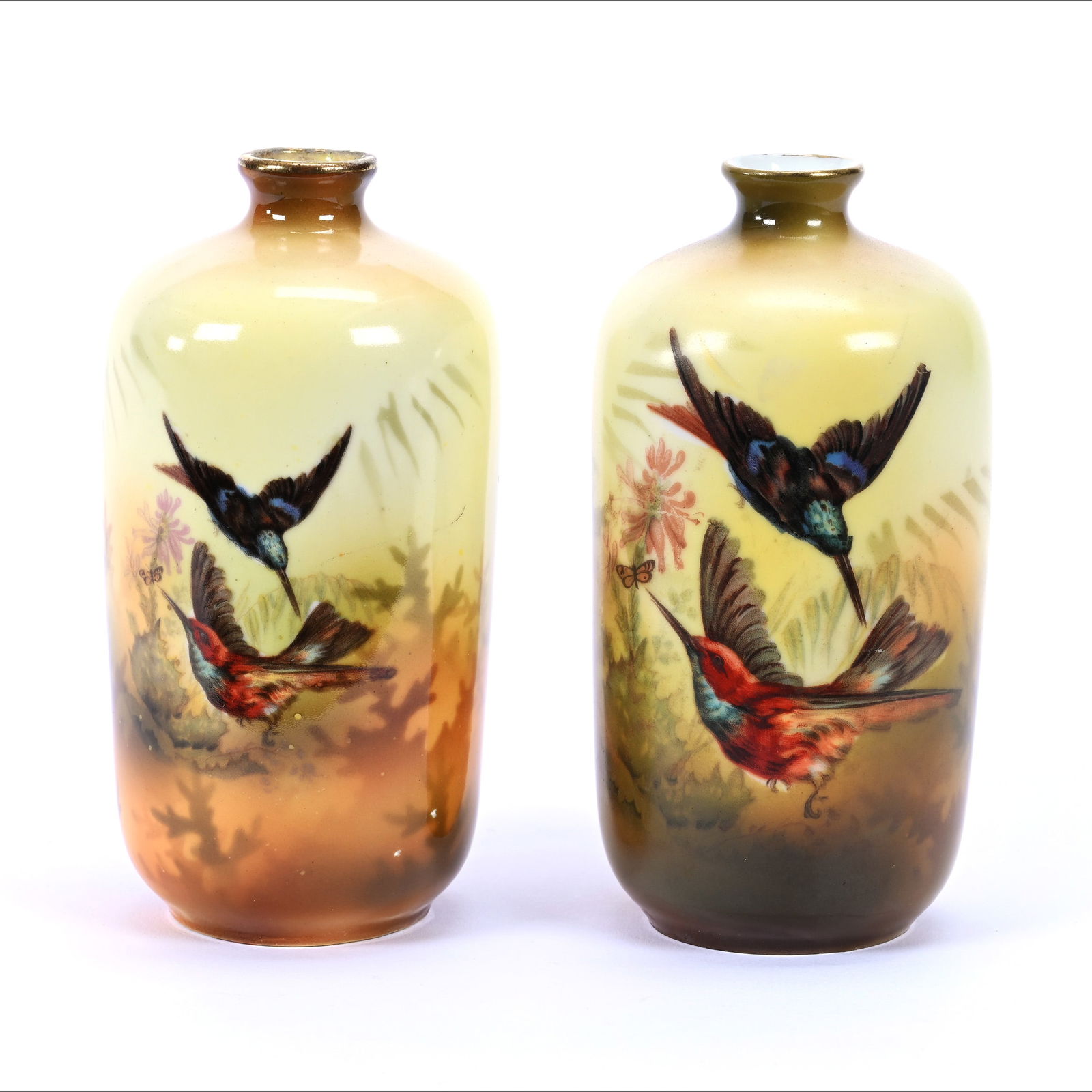 Pair Vases, R.S. Prussia, Hummingbird Decor (1 of 3)