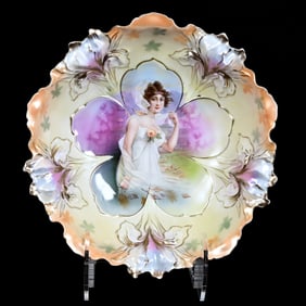 Bowl Marked R.S. Prussia, Iris Mold, Fall Season Portrait Decor